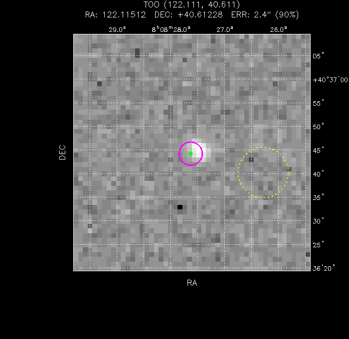 V-band image with the final position and all component positions