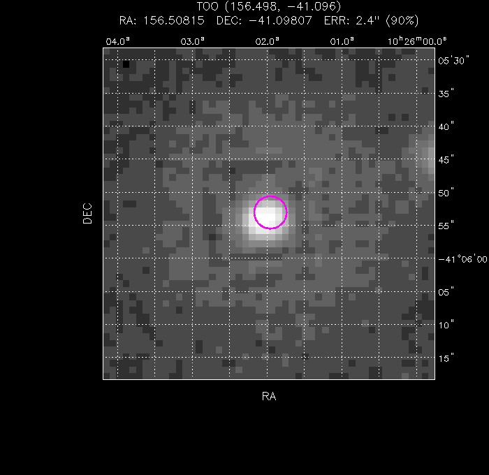 UVOT image with the final position