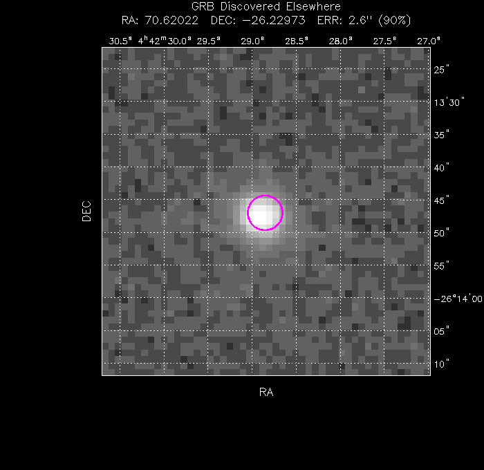 UVOT image with the final position