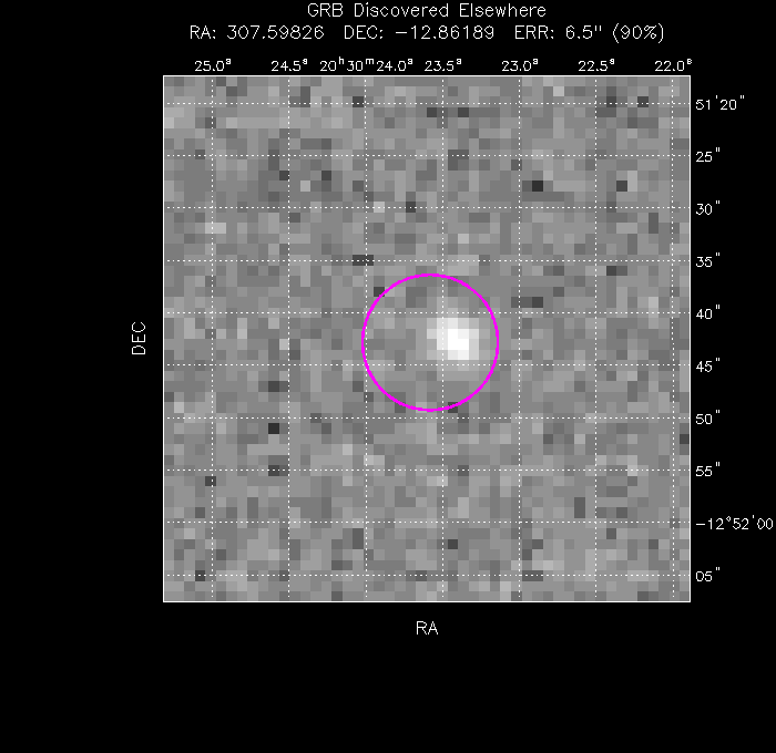 UVOT image with the final position