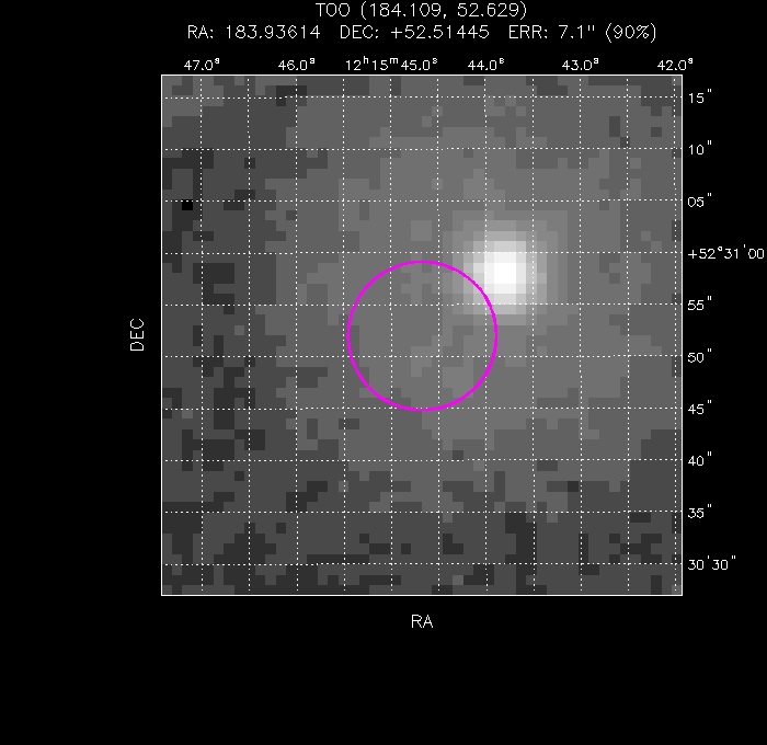 UVOT image with the final position