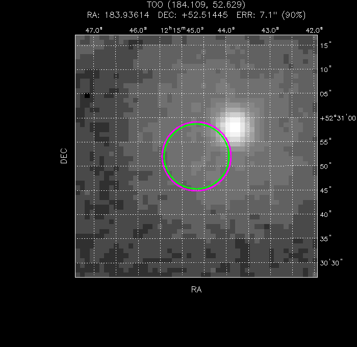 V-band image with the final position and all component positions