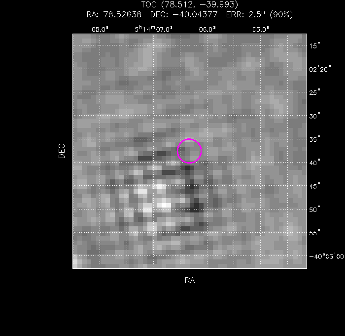 UVOT image with the final position