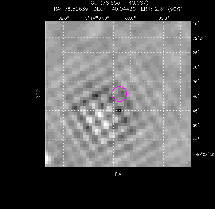 UVOT image with the final position