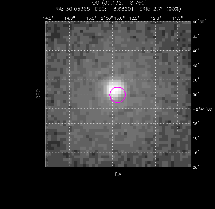 UVOT image with the final position