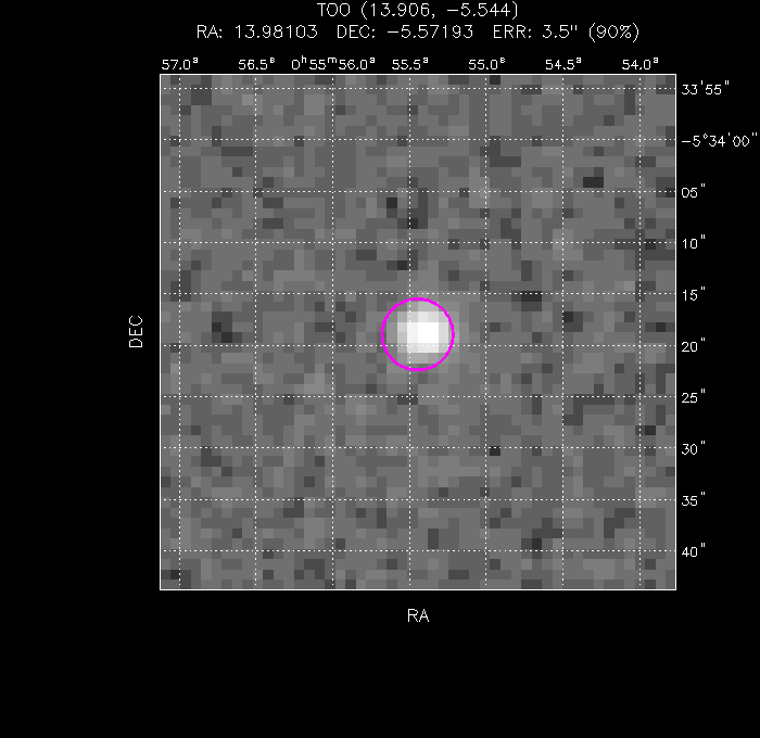 UVOT image with the final position