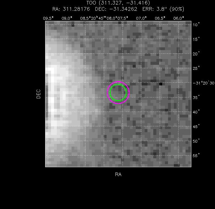V-band image with the final position and all component positions