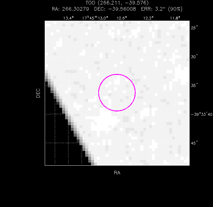 UVOT image with the final position