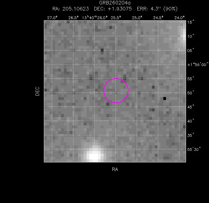 UVOT image with the final position