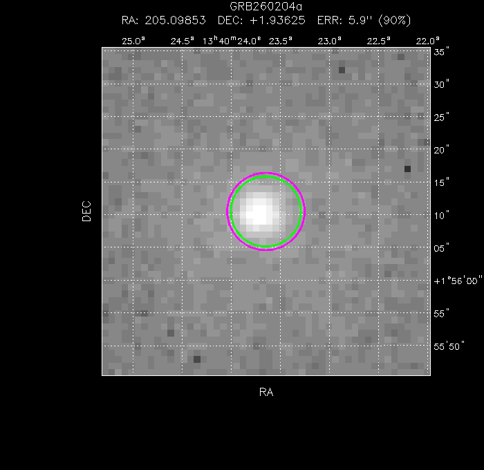 V-band image with the final position and all component positions