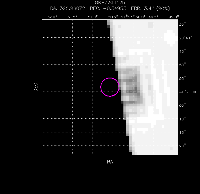 UVOT image with the final position