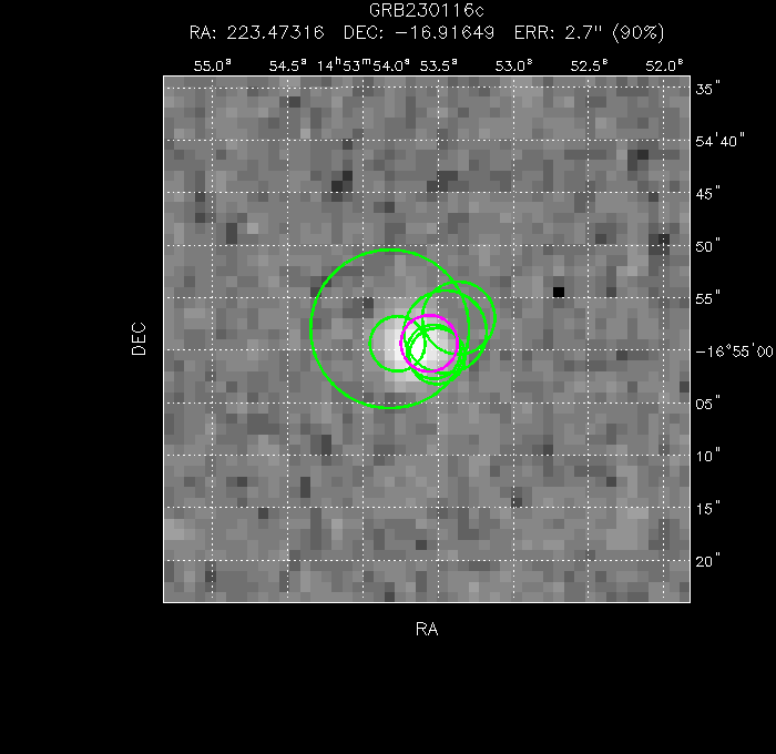 V-band image with the final position and all component positions