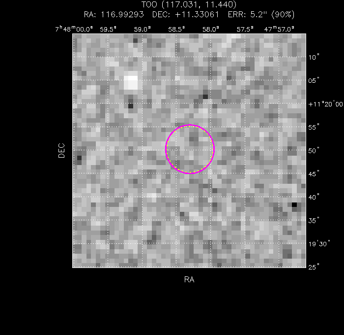V-band image with the final position and all component positions