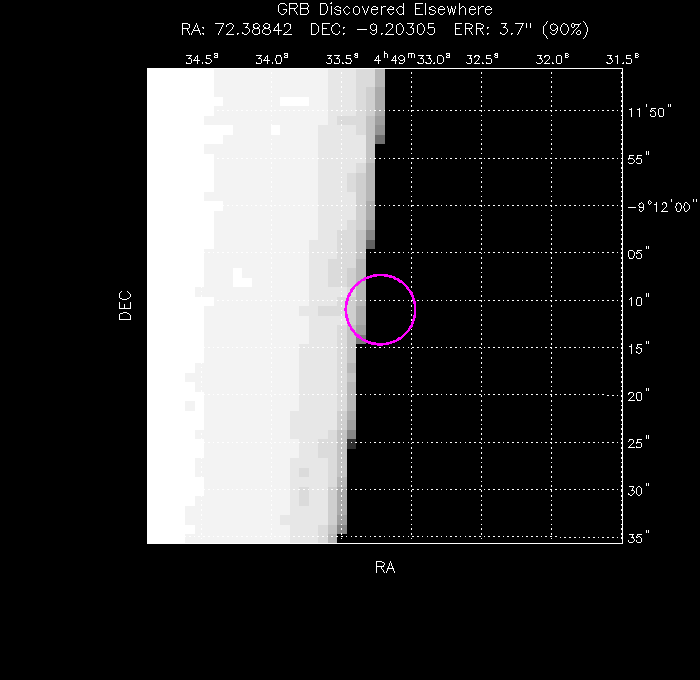 UVOT image with the final position