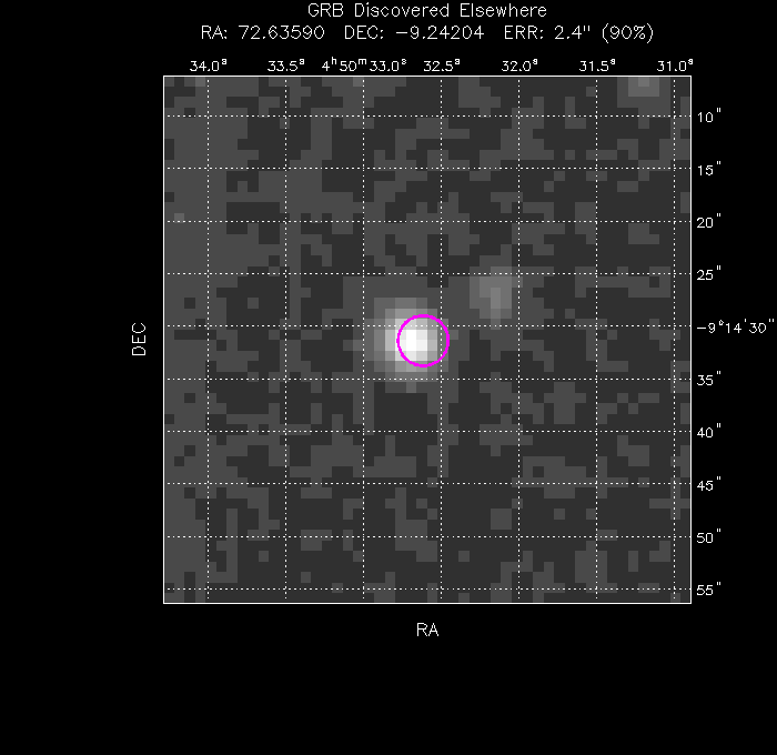 UVOT image with the final position