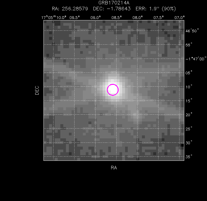 UVOT image with the final position
