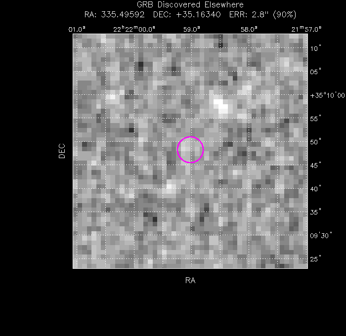 UVOT image with the final position