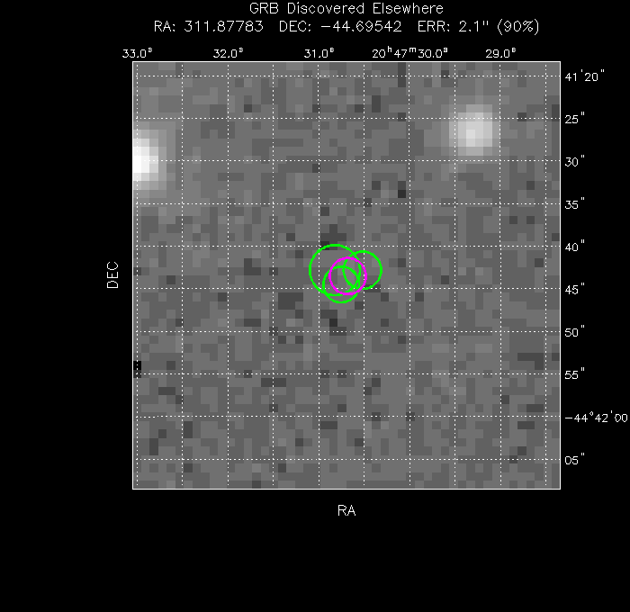 V-band image with the final position and all component positions