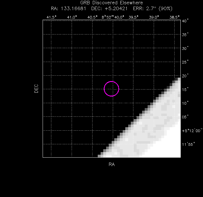 UVOT image with the final position