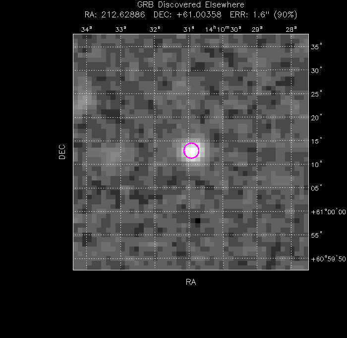 UVOT image with the final position