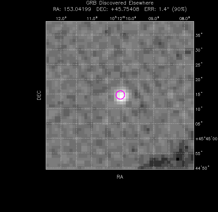 UVOT image with the final position
