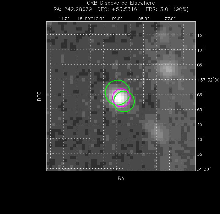 V-band image with the final position and all component positions