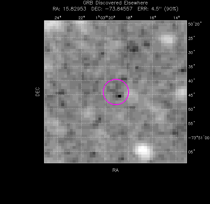 UVOT image with the final position
