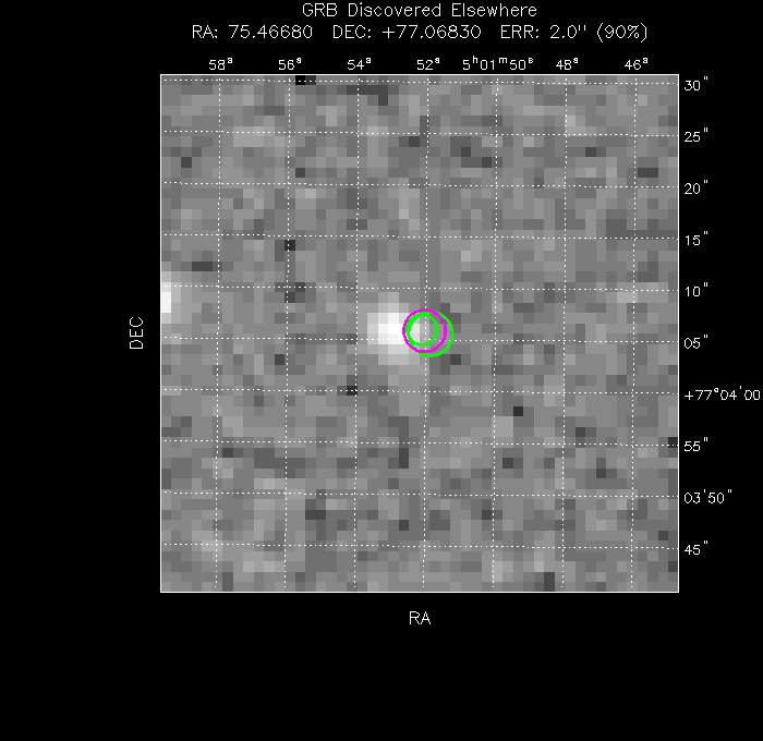 V-band image with the final position and all component positions