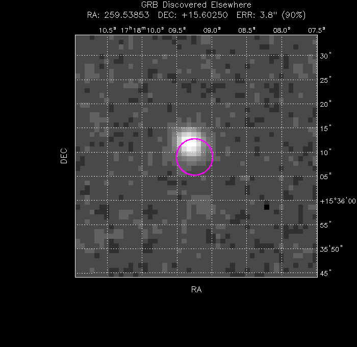 UVOT image with the final position