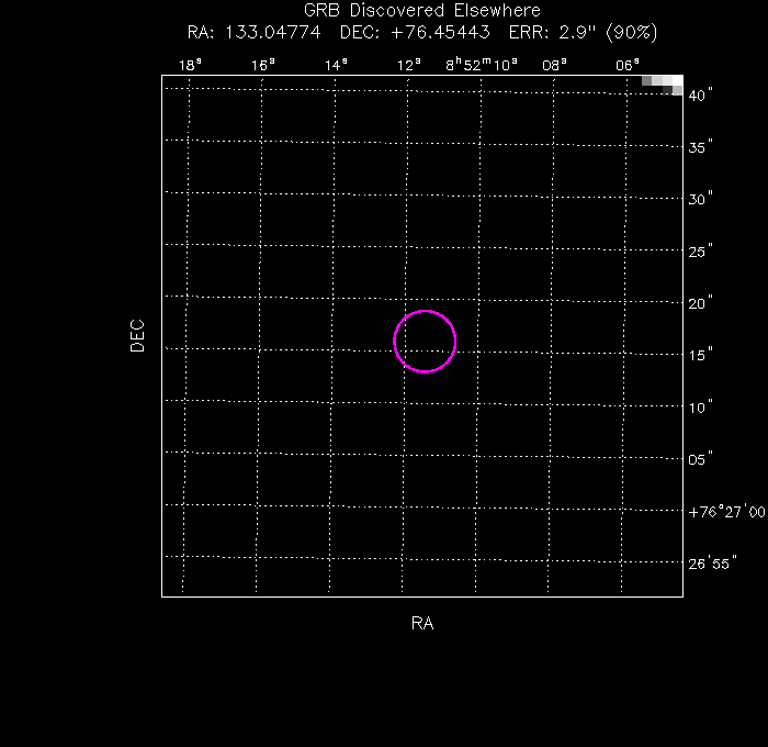 UVOT image with the final position