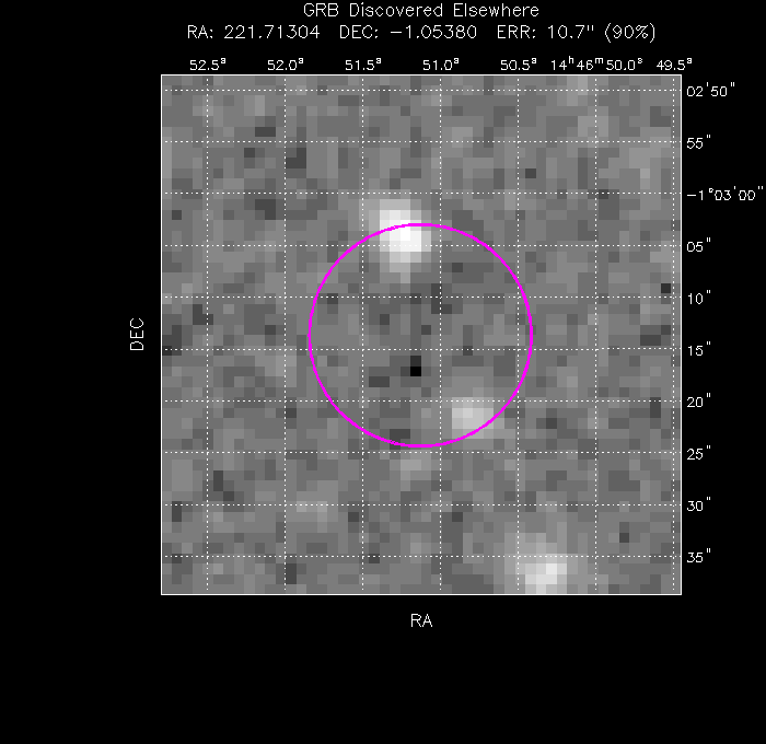 UVOT image with the final position