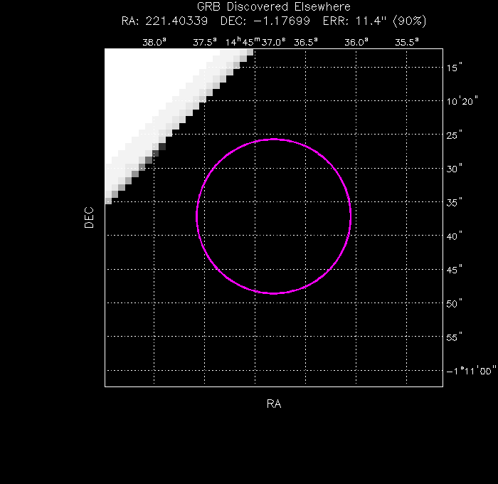 UVOT image with the final position