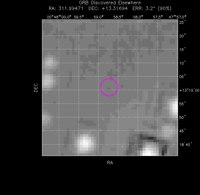 UVOT image with the final position