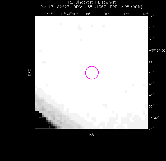 UVOT image with the final position