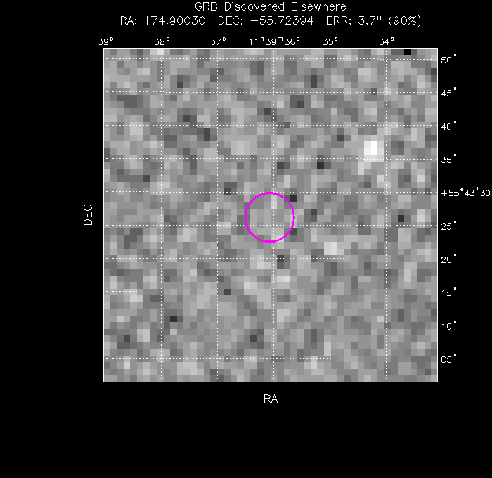 UVOT image with the final position
