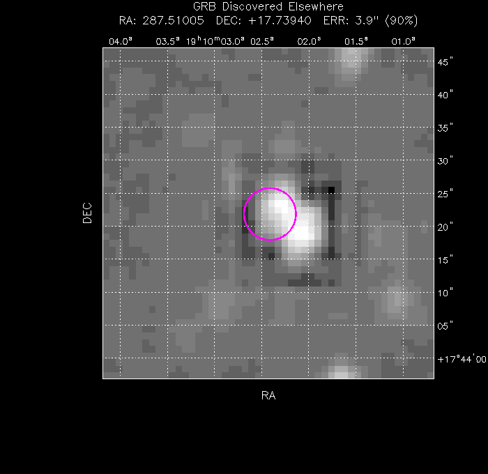 UVOT image with the final position