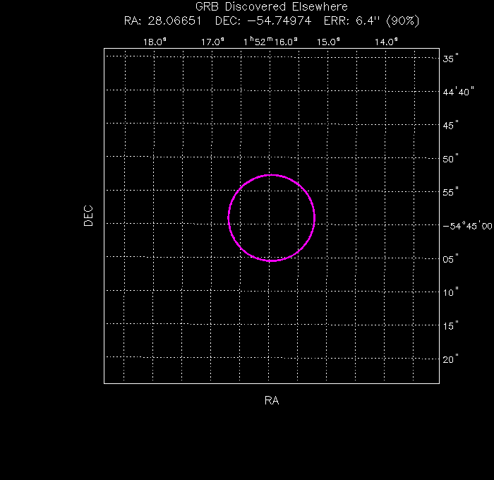UVOT image with the final position