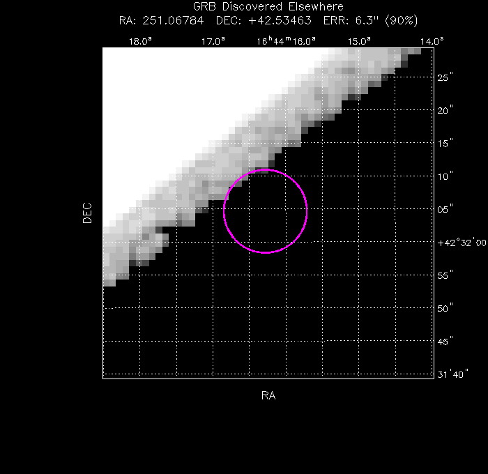 UVOT image with the final position