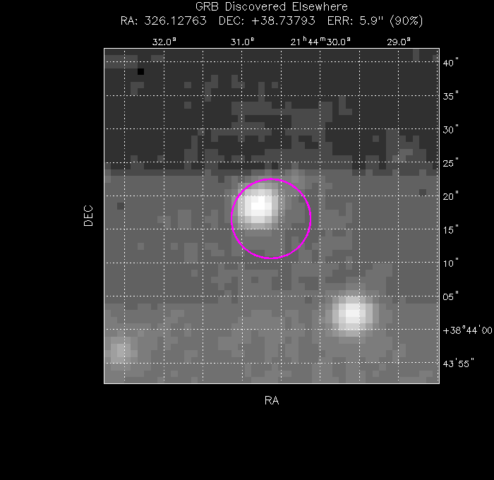 UVOT image with the final position