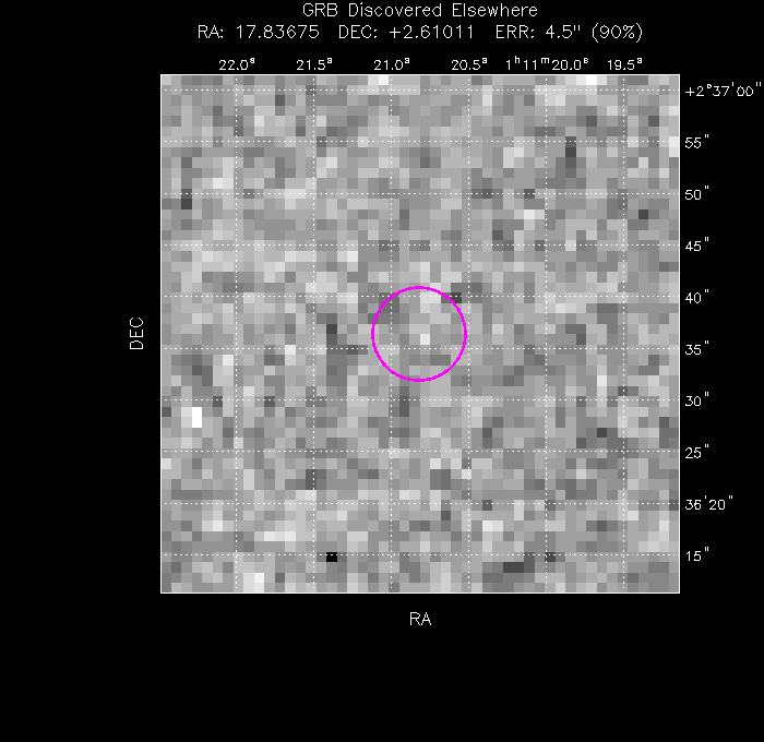 UVOT image with the final position