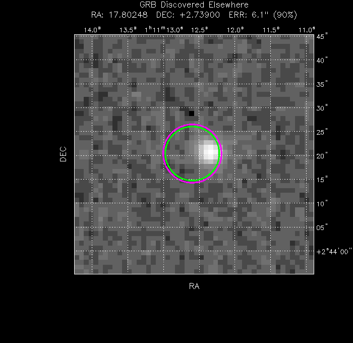 V-band image with the final position and all component positions