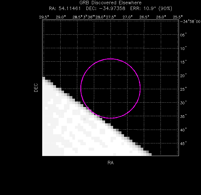 UVOT image with the final position