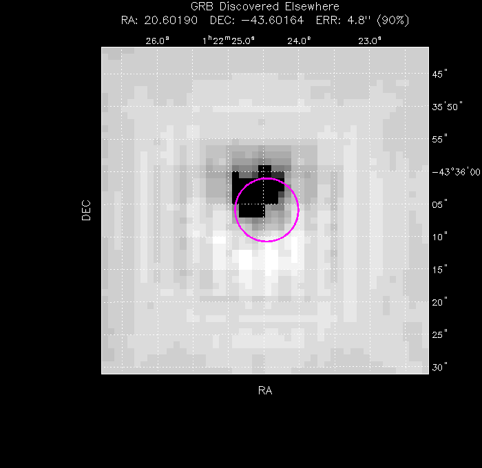 UVOT image with the final position