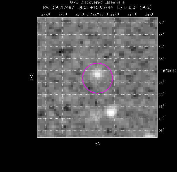 UVOT image with the final position