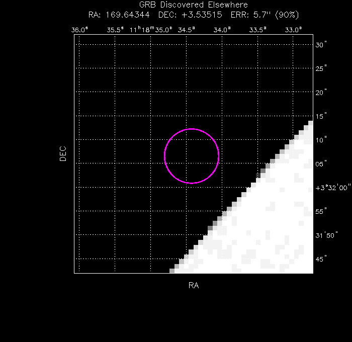 UVOT image with the final position