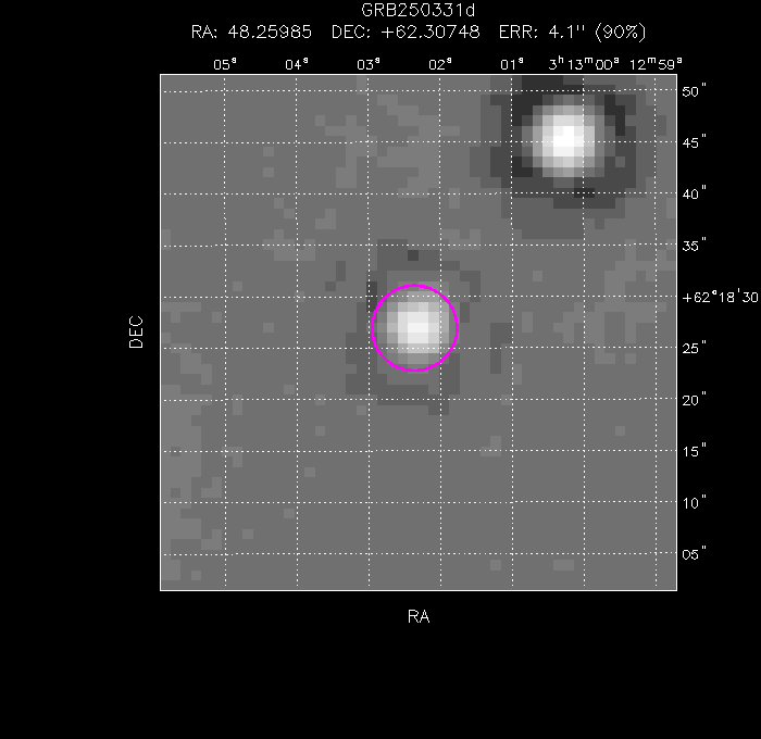 UVOT image with the final position