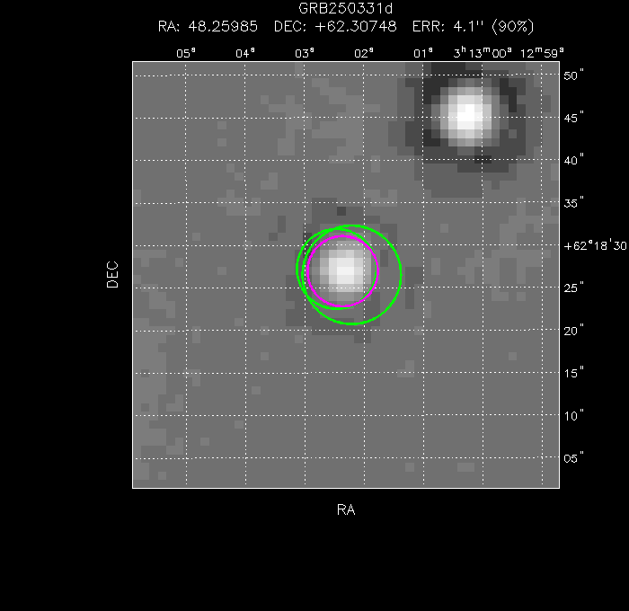 V-band image with the final position and all component positions