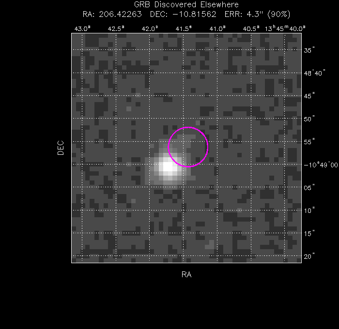 UVOT image with the final position