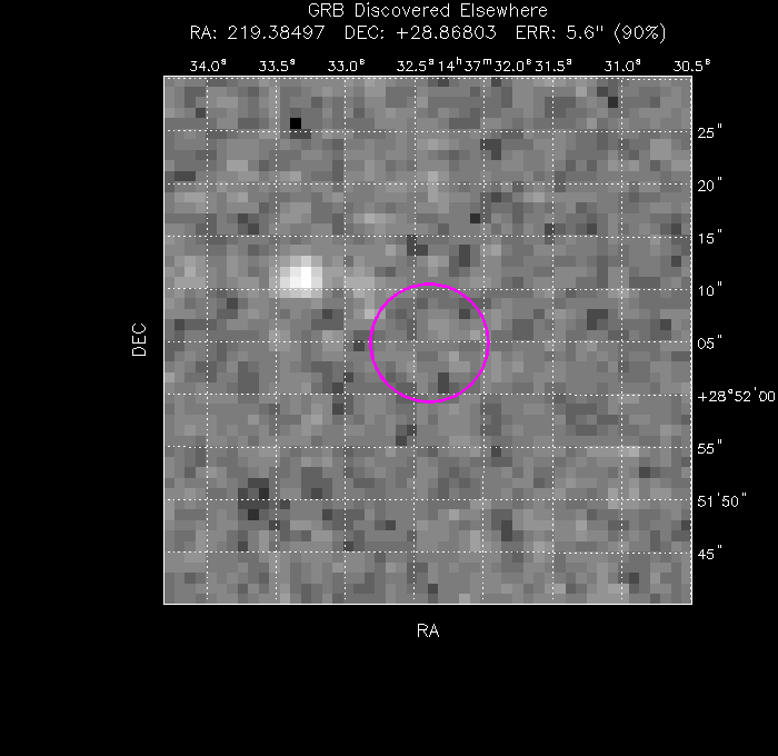 UVOT image with the final position