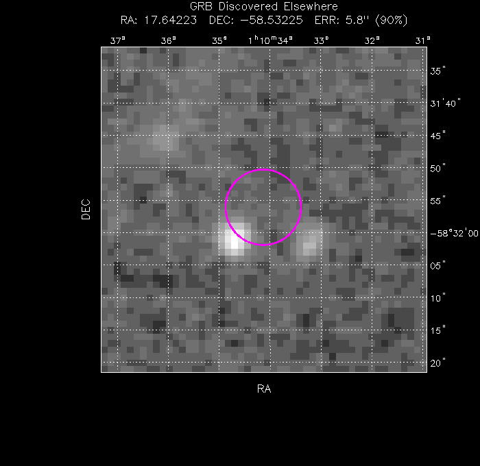 UVOT image with the final position